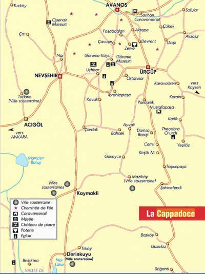 Carte de la Cappadoce Turquie